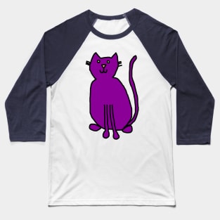 Purple Cat Minimal Line Drawing Baseball T-Shirt